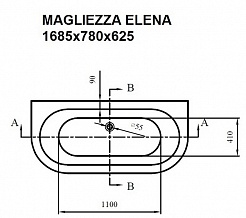 Magliezza Акриловая ванна на лапах Elena  (168,5х78) ножки хром  – фотография-2